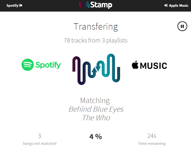 Перенести музыку из apple music в spotify